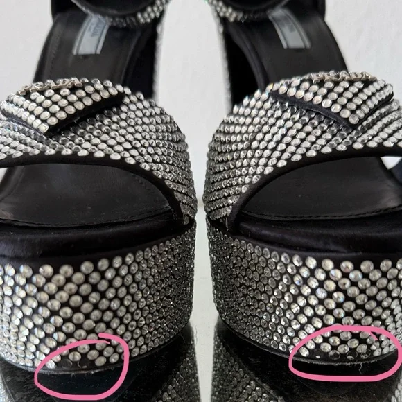 EUC PRADA Embellished satin platform sandals $2,100 39 - Picture 12 of 17